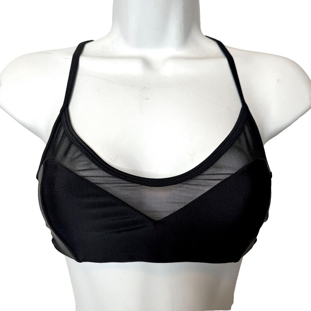 Citrine Bikini Top Size Small Black Fishnet Womens Swimsuit Racerback Festival